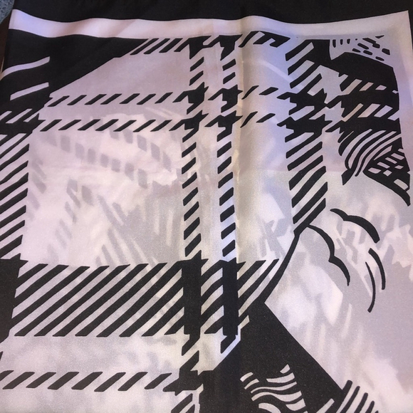 Vintage Black & White Houndstooth Abstract Retro Boho Scarf - Picture 4 of 6